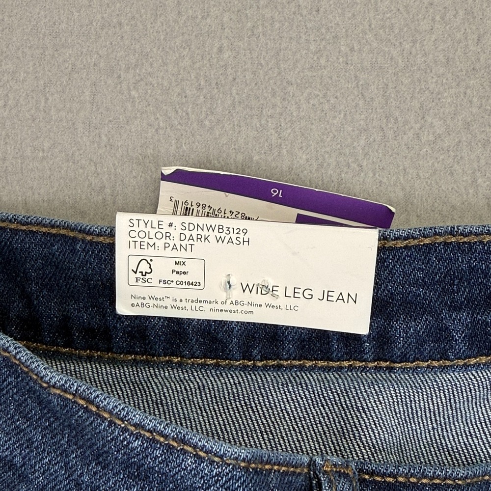 Nine West Womens Wide Leg Jeans Size 16 High Rise Baggy Stretch Studded NWT - Picture 8 of 16
